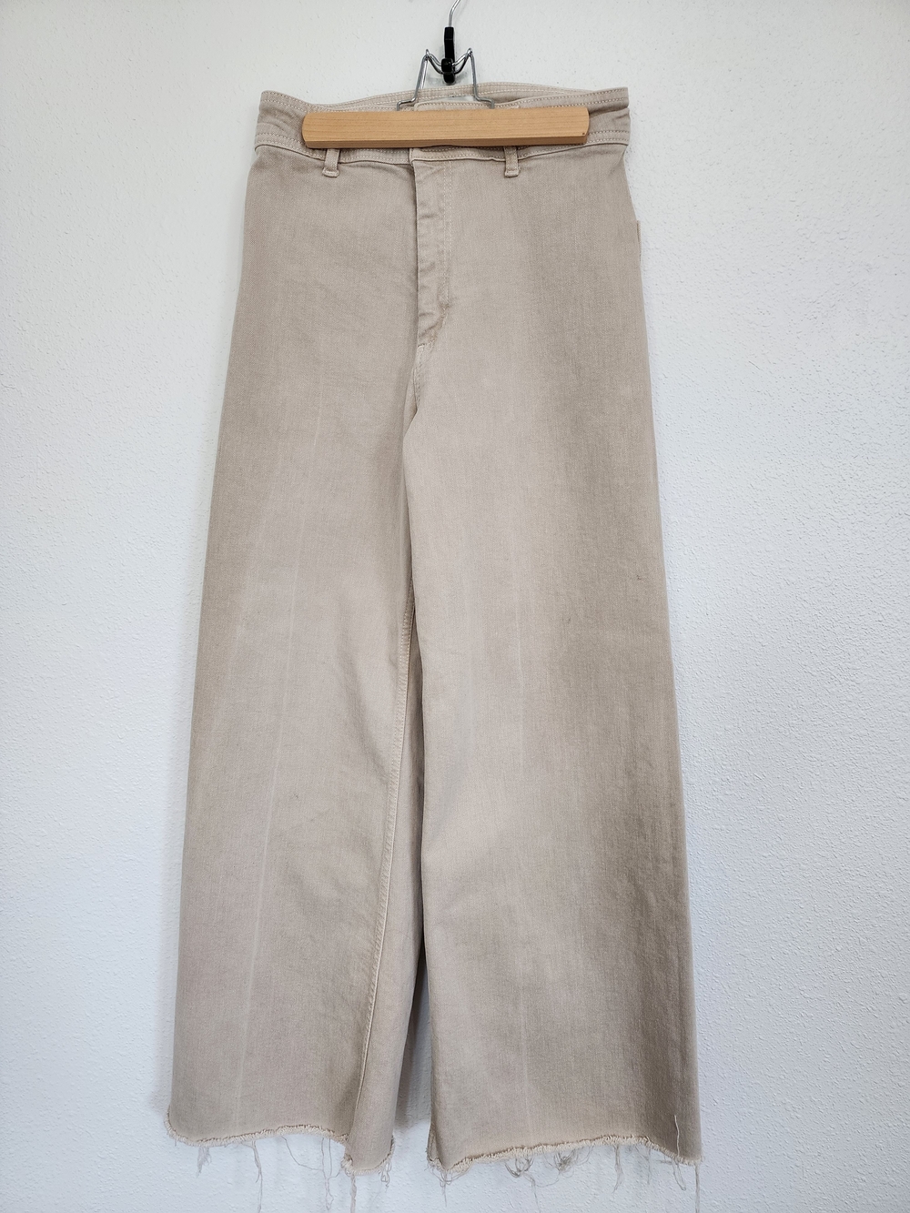 Zara Beige Wide-Leg Flare Jeans
